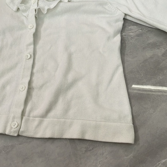 Women's Coldwater Creek Ruffled Button Up Cardigan Sweater Medium - Picture 6 of 16